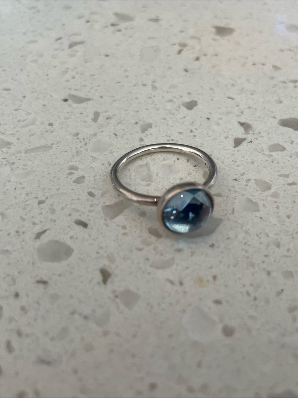 Pandora Sterling Silver Ring with Light Blue Stone